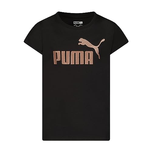 Image of Puma Girls Core Logo Short Sleeve T-Shirt, Crewneck, Soft and Lightweight