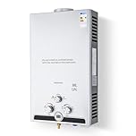 CO-Z 10L LPG Gas Water Heater With Winter & Summer Modes, 17kW Stainless Steel Tankless Hot Water Heater, LED Display, for Outdoor Camping, Trip [Energy Class A]