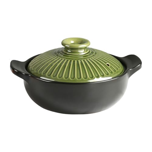 Pot à soupe ragoût vert en céramique avec couvercle 2.5L - 2