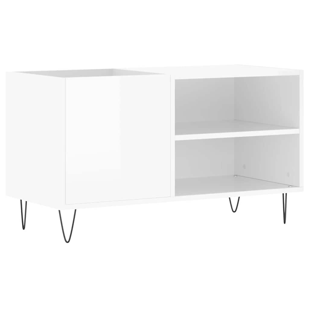 vidaXL Mobile Porta Dischi Bianco Lucido 85x38x48 cm Legno Multistrato, Mobile portadischi in Vinile, Mobile Porta Dischi, Porta Dischi