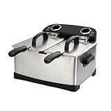 4 L / 4.2 Qt Stainless Steel Double Electric Deep Fryer 1800 W - 2 Drip-Hook Baskets - Dual Temperature Control - Vented Lids - Odor Filter by TheDisplayGuys