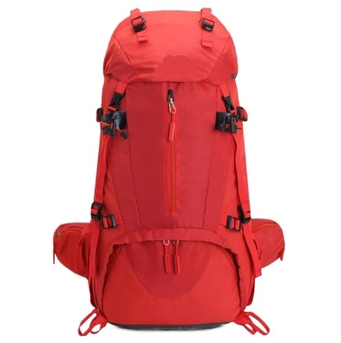 OUYUE Sac À Dos De Voyage Sac d'alpinisme 55L Sac À Dos De Voyage en Nylon Imperméable Sac À Dos De Camping en Plein Air Sac À Dos pour Camping Trekking(Rot)
