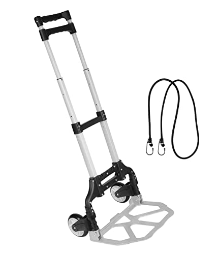 Image of Welbuilt 75 Kg Portable Aluminium Hand Truck | Foldable Push & Pull Dolly Cart with Folding Wheels, Telescoping Handle Ideal for Home, Office & Industrial Use | 1 Year Warranty | (75 KG)