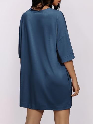 Image of LUXVEER Womens Oversized T Shirt Dress Short Sleeve Crewneck Tunic Tops Basic Summer Casual Mini Short Dresses with Pockets
