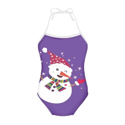 Image of Christmas Kids One-Piece Halter Swimsuits Beach Swimwear Bathing Suit for 3-10 Years Girls