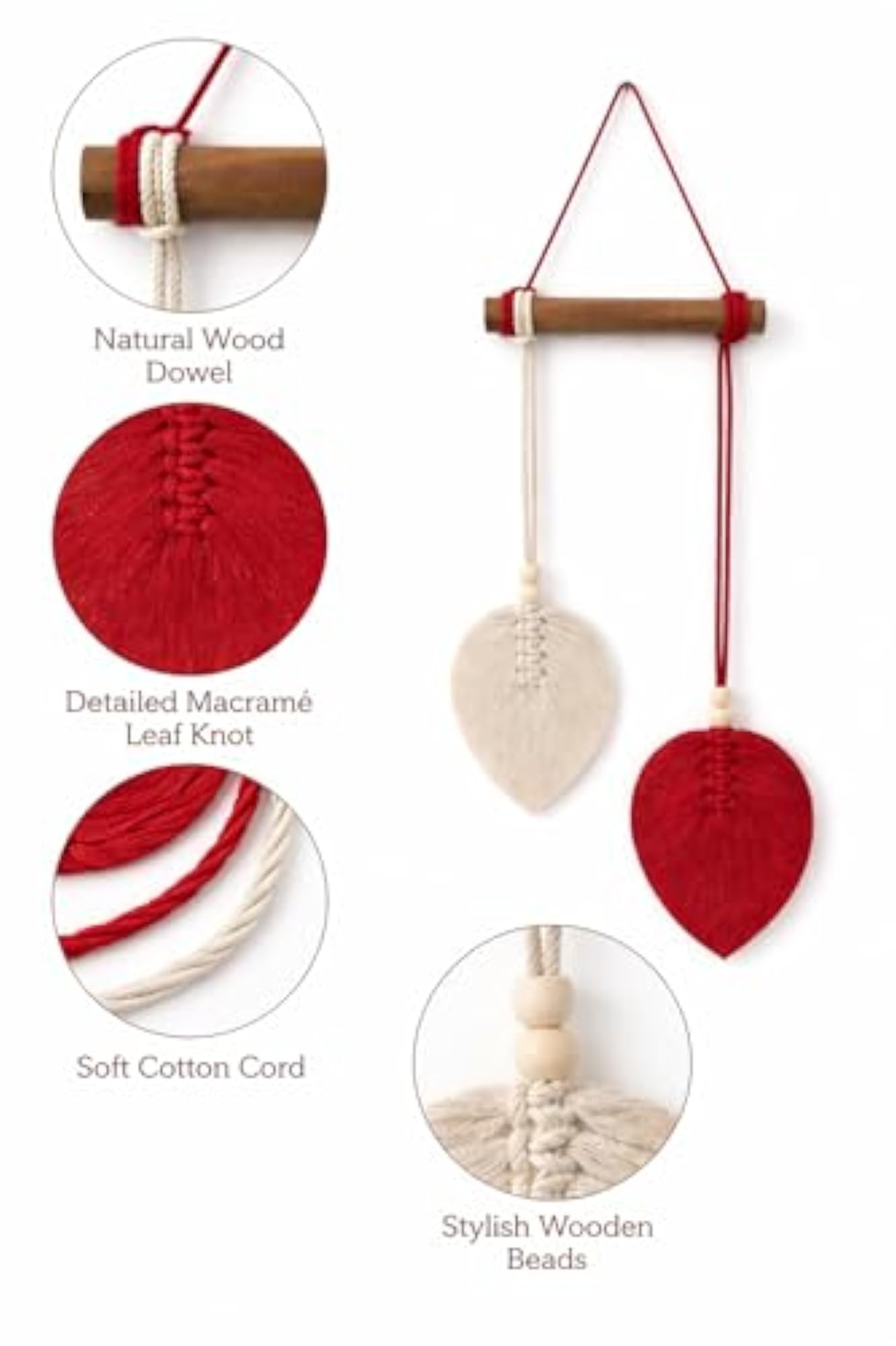 Boho Macrame Leaf Wall Hanging for Home Decor