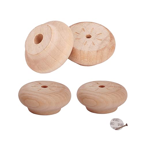 Zlovne 4Pcs Massivholz-Möbelfüße,Runde Tischbeine Schrankbeine,Holz Kugelfüße Erhöhen die Möbelhöhe,Maximale Belastung 250 kG,Stanzfreie Installation (20mm/0.79in,Wood Color) Cover