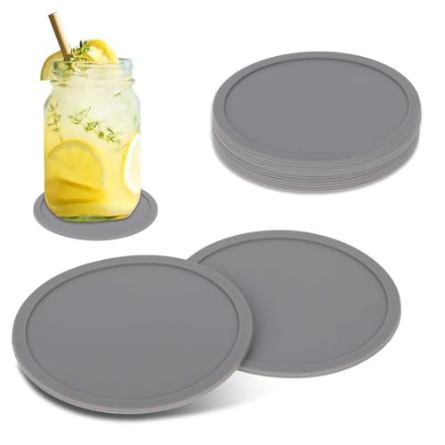 Posavasos de silicona para mesa, 6 unidades, de silicona, color negro, resistentes al calor, antideslizantes, para mesa, escritorio, oficina, cocina, bar, bebidas, protección de muebles (gris)