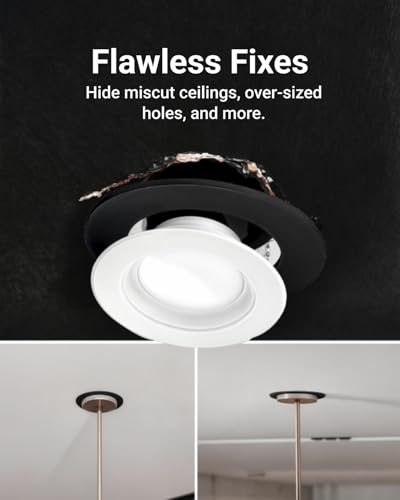 Image of Sunco Goof Rings for 4 Inch Recessed Lights, Can Light Trim Rings Flush Mount, Black Matte Finish, Durable Plastic Design, Ultra Thin.