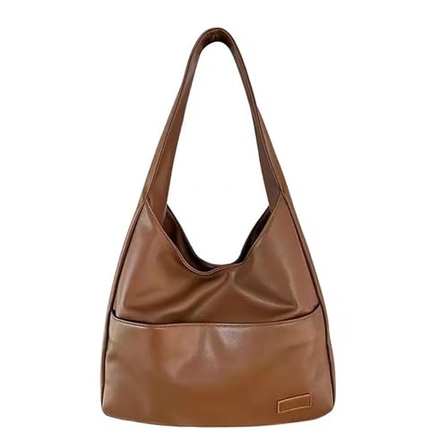 Bolso Tote de cuero marrón grande para mujer miniatura 1