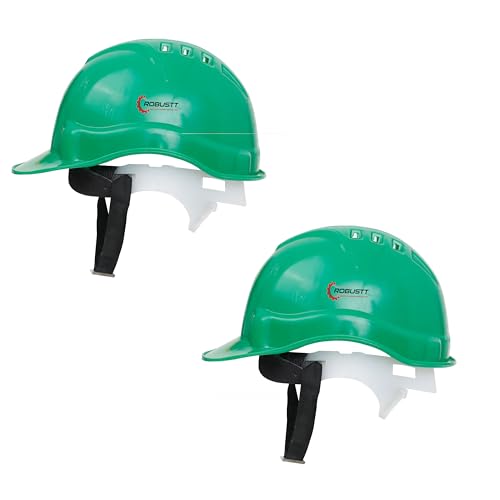 Image of Robustt Safety Helmet - Green (Pack of 2) | Adjustable Headband | Heavy Duty Material | As Per ISI Safety Standard | Non Irritant and Soft Fabric | Lightweight and Durable