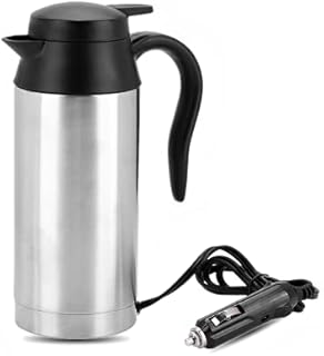 Travel Car Kettle 24V Heater Bottle Pot for Camping Boat Lorry Truck Cigarette Lighter Heating Kettle Electric Mug Thermos, 750ml Stainless Steel Drinking Cup