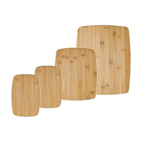 Comparison: Best Wood For Cheese Board 4 FARBERWARE 4-Piece Reversible Bamboo Cutting Board and Charcuterie Set, Assorted Sizes, Durable Wood Serving Boards for Cheese, Meats, and Prep
