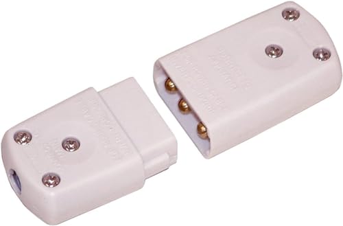 Mr. Gadget's Solutions Elektrisk kabel i linje flexibel anslutning, 3-stifts kabelbindning, 10 ampere, 220–250 V, CE, Storbritannien, vit