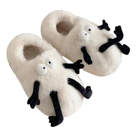 CANRAN Fuzzy Slippers Girls Kawaii Slippers for Women Fluffy Kawaii House Slippers Cute Slippers for Women (White, Adult, Women, Medium, Alpha, US Footwear Size System, Medium) Cover