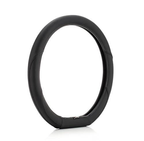 Image of SOFT X Flat Bottom Faux Leather Car Steering Wheel Cover Breathable & Anti Slip D Shape Steering Cover for Untlimate Comfort & Style (Black)