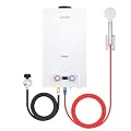 Propane Water Heater 4.2 GPM 16L Outdoor Portable Tankless Water Heater 81891 BTU/Hour with Digital Display Battery Ignition 5 Mode Shower Head Instant On Demand Hot Water for RV Camping Cabin