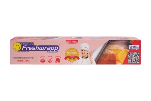 Hindalco Freshwrapp International Aluminiumfolie 1 Kilo Gram Netto, 18 micron |Voedsel verpakken, Inpakken, Opslaan, Serveren en Koken (Bakken, Grillen, Roosteren, Vriezen)