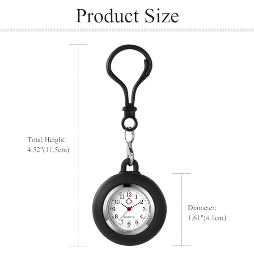 Image of Lancardo Clip-on Silicone Pocket Watch: Backpack Buckle Watch for Men Women Nurse Doctor Climber Out Door Activities Christmas