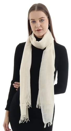 EH 100% PURE CASHMERE SCARF, HANDLOOMED TWILL WEAVE, BUTTERY SOFT, WARM PASHMINA STOLE
