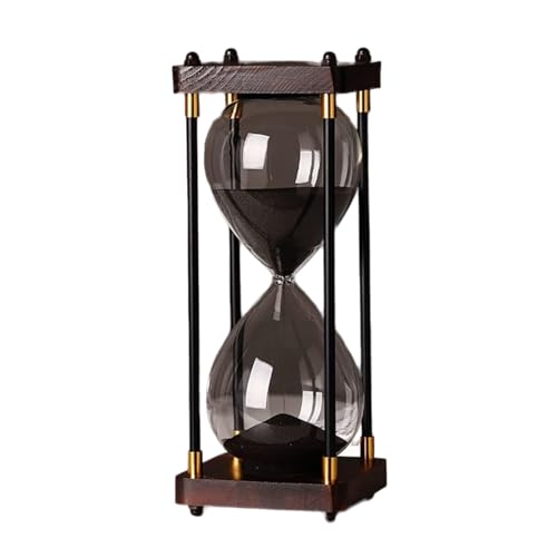 ヴィンテージ1時間ガラス砂時計砂時計砂タイマー60分砂時計タイマー、装飾用装飾クリスマス新年誕生日ティーコーヒー木製フレーム砂タイマー Black, 60 minutes (L(60min),black)