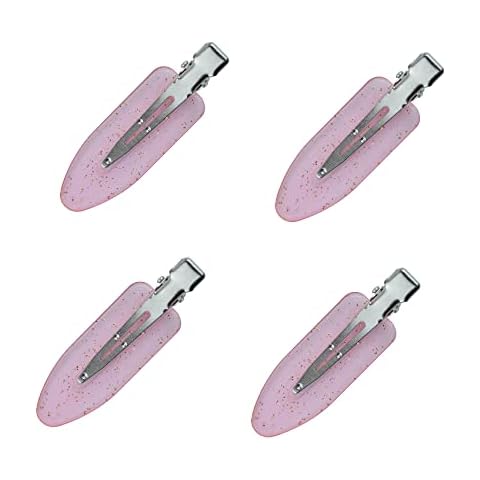 4 Pcs No Crease Hair Clip, Small Hair Clips, Pin Curl Pin Clips for Styling Sectioning Bangs Waves, Makeup Application (Pink) Cover