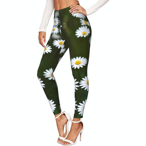 Pantalones de yoga de crisantemo blanco salvaje que evitan rozaduras al entrenar