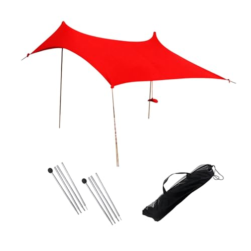 Aymzbd Beach Canopy with Carry Bag Tent Easy to Setup with 2 Poles for Family Fishing Essentials Camping, Red