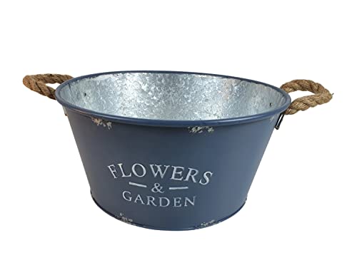 Sesua Zink Pflanztopf Pflanzgefäß Flowers & Garden grau rund 37,5x18cm