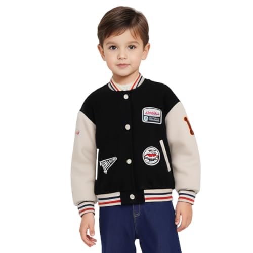 Little Bitty Kids Varsity Jackets Boys Girls Baseball Jacket Casual Overcoat for Unisex Kids 2-8 Years