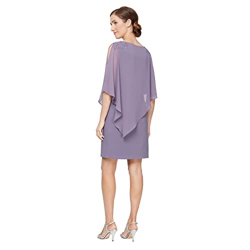 Image of S.L. Fashions Women's Short Chiffon Beaded Capelet Dress (Petite and Regular)