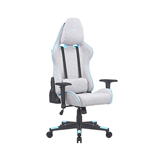 Newskill Silla Gaming Tela Transpirable, Kitsune Zephyr, Inclinación y Altura Regulable, Reposabrazos 2D Ajustables, Base en Nylon, Reclinable 180º, Ergonómica, Pistón Clase 4, Color Gris/Azul