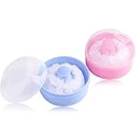 2pcs-Baby Body Cosmetic Powder Puff Kit Sponge Box Case Container(blue&pink)