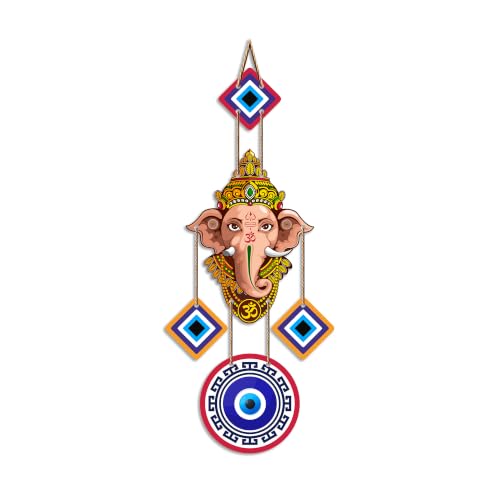 Image of Artvibes Mandala Ganesha Evil Eye Wall Hanging for Home Entrance | Lucky Nazar Battu MDF Wall Decor | Vastu Wall Art for Living Room | Office | Bedroom & Main Door | Gift Item (WH 8554N)