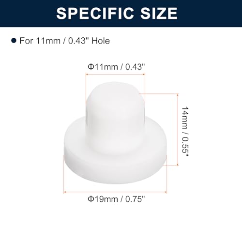 Image of uxcell 20 Pieces White Rubber Stopper, S11 Waterproof Plug Holes for 11mm / 0.43 inch Hole