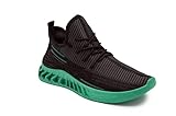 AKADEMIKS Men's Fit 2.0 Knit Jogger Sneakers, Breathable Running Shoes for Athletic and Casual Wear - Black/Teal, Size 11