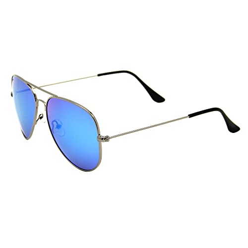 Craftman Stainless Steel Polarized Aviator Sunglasses for Men and Women for Traveling Driving and Gift(Gunmetal/Mirror blue)