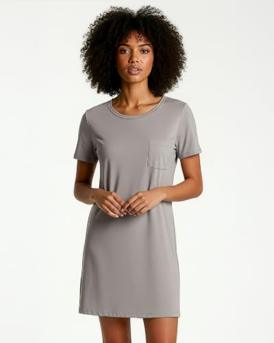 Image of Real Essentials 3 Pack: Women's Short Sleeve Nightgown Dress - Nightshirt Pajama Sleep Shirt Sleepwear (Available In Plus)