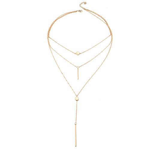 Timetries01 Multilayer Necklace 3 Tier Pendant Long Chain Women Accessories