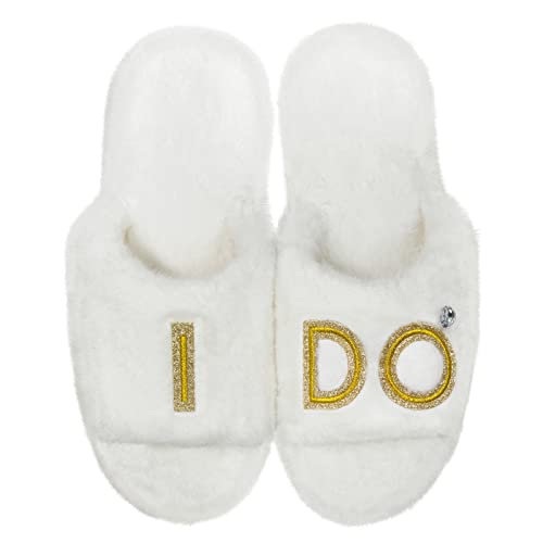Topdesign Women's I Do Slide Slippers, Bridal Flats, Wedding Tote, Bachelorette Shower Engagement Proposal Honeymoon Gifts For Bride, Bride To Be, Future Mrs, Wifey #TOP24