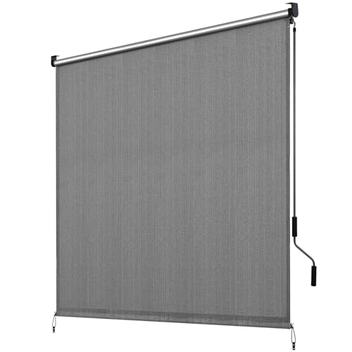 LIFERUN Auvent Vertical 240x180 cm,Store Vertical,Toile d'ombrage HDPE pour pergola de terrasse,Auvent de Balcon,Tube en Aluminium avec Commande à manivelle...