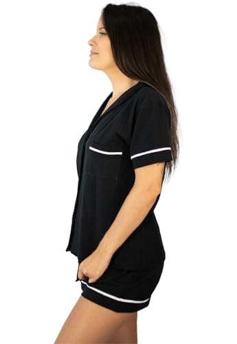Pijama Algodão Feminino Curto Americano Manga Curta com Botão Botões Verão Adulto indicado Gestante