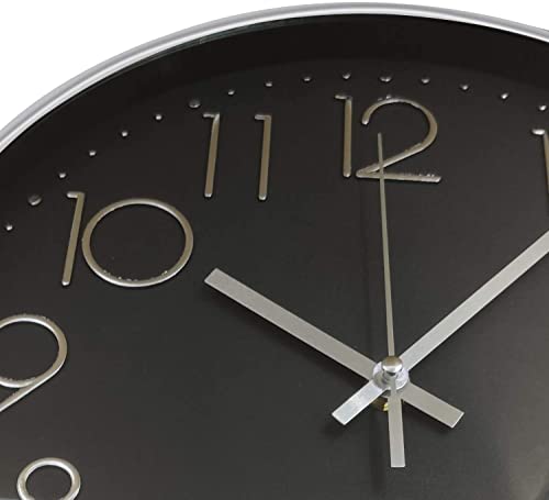 Image of TEKCOOL Digital Wall Clock 12 inch Silent Quartz Decorative Non-Ticking Classic Clock Battery Operated Round Easy to Read for Room /Home /Kitchen /Bedroom /Office /School- (Black Silver);