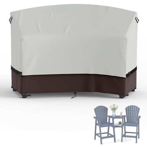 STARTWO Adirondack Chair Cover,Outdoor Waterproof Cover for Tall Adirondack Chair Set of 2 with Table,Beige&brown Waterproof Oxford for All-Season Protection(81"Wx30''Dx49''H)