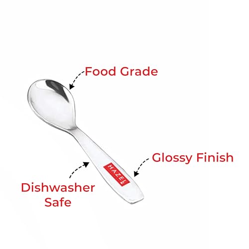 HAZEL Stainless Steel Spoon for Spice Box | Small Mini Spoon for All Tea Coffee Sugar & Spices Set, Set of 6, 8.4 Centimeter