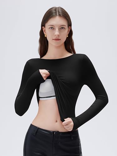 SUUKSESS Women Backless Going Out Tops Padded Modal Basic Long Sleeve Shirts3