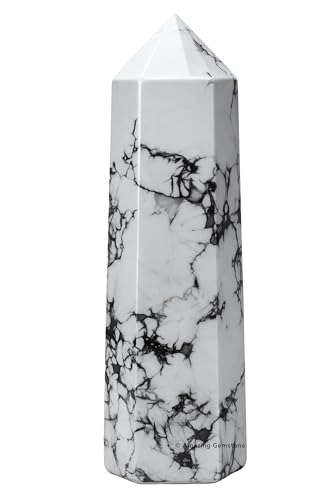Image of Amazing Gemstone Large Howlite Crystal Towers ~ Natural Healing Crystal Point Obelisk for Reiki Healing and Crystal Grid (5.5 to 6 INCH)