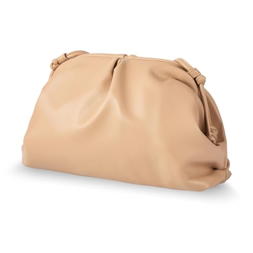Huralona Dressy Pleated Vegan Leather Clutch Purse Super Soft Cloud
