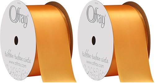 Image of Berwick Offray 361818 1.5 inch Wide Single Face Satin Ribbon, Gold Yellow, 4 Yds, 1-1 /2 Inch x 12 Feet (Pack of 2)