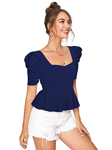 Image of ILLI LONDON Women's Puff Sleeve Peplum TOP